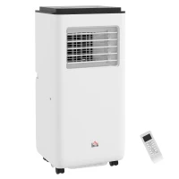 HOMCOM Aire Acondicionado Portátil 750W con 5 Modos y 2 Velocidades en Plástico y Acero 33x28x70,4 cm Blanco(m-1)