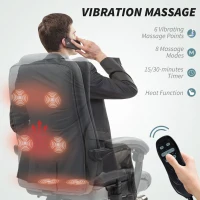 HOMCOM Executive Office Chair with 6-point Massage and Heat - Light Grey(m-4)