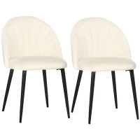 HOMCOM Conjunto de 2 sillas de Terciopelo Crema Patas de metal Negro 52x54x79 cm(m-6)