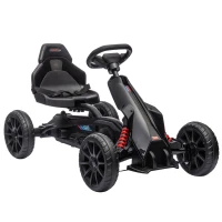 Outsunny Go-Kart a Pedali per Bambini con Sedile Regolabile in 4 Posizioni e Ruote in EVA, 100 x 58 x 58,5 cm, Nero(m-1)