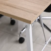 HOMCOM Escritorio Plegable Abatible - Escritorio biblioteca 2 en 1-4 estantes - Imitación Roble Claro metal Blanco(m-5)