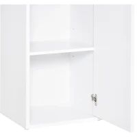 HOMCOM Mueble Columna de Almacenamiento Baño Estilo Contemporáneo 2 Armarios 3 Estantes y Cajón Deslizante Paneles Partículas Blanco(m-5)