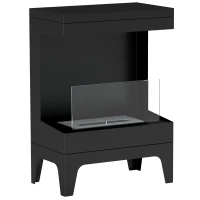 HOMCOM Lareira de Bioetanol com Depósito de 0,9L Apagador de Chamas de Aço Inoxidável Tempo de Combustão 3,3H para Interiores 15-20 m² 38x22x54 cm Preto(m-1)