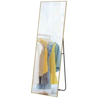 HOMCOM Gran espejo de cuerpo entero rectangular 50x160 cm espejo de pie mural o contra la pared dorado(m-7)