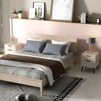 HOMCOM Conjunto de 2 mesitas de noche estilo nórdico moderno con cajón de dos niveles 40x40x50 cm Roble(m-4)