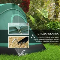 Outsunny Cort de Camping pentru 4 Persoane Impermeabil cu Protecție UV, Ferestre și Stâlpi, 4.55x2.3x1.8 m, Verde(m-7)