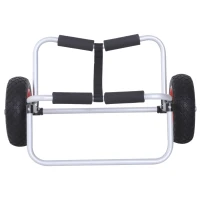 HOMCOM Kanuwagen klappbar bis 90 kg Alu Transportwagen Kajakwagen Bootswagen mit Gurt Räder gepolstert Surfwagen Kanuwagen Bootstrailer Trolley für Surfbrett Board Schlauchboot(m-10)