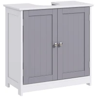 Kleankin Mueble de baño bajo lavabo - mueble de lavabo - armario de 2 puertas con estante - medidas 60x30x60 cm - en madera Gris Blanco(m-1)