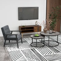 HOMCOM Conjunto de 2 mesas auxiliares apilables diseño industrial tapa imitación cemento patas de metal Gris(m-5)