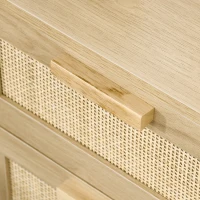 HOMCOM Conjunto de 2 mesitas de noche mesas auxiliares 2 cajones fachadas de mimbre estilo bohemio 40x40x56 cm natural(m-5)