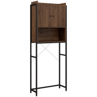 kleankin Mueble estante encima estante de baño armario 2 puertas y nicho 68x25,5x172,5 cm Marrón Negro