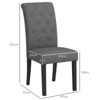 HOMCOM Conjunto de 2 sillas de Comedor Silla de Cocina Gran Confort Patas de Madera Lino 47x61x101 cm Gris Oscuro(m-3)