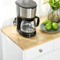 HOMCOM Mueble de Almacenamiento Buffet 2 puertas con estante ajustable 2 cajones deslizantes encimera madera de caucho(m-5)