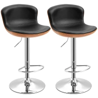 HOMCOM Conjunto de 2 Taburete de Bar de Diseño Contemporáneo Altura ajustable 64-85 cm giratorio 360° revestimiento sintético(m-1)
