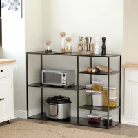 HOMCOM Estantería de Pie Librería Estantería de Almacenamiento con 5 estantes abiertos Estantería de Cocina Metal Negro 120x35x87,5 cm(m-2)