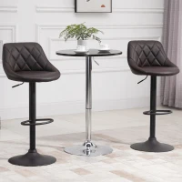 HOMCOM Conjunto de 2 Taburetes de bar Altura Ajustable con Base de Metal y Asiento de Piel Sintética Taburetes Modernos(m-2)