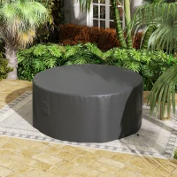 Outsunny Garden Patio Large Furniture Set Round Cover 600D Oxford Waterproof, Ф193 x 80H cm, Black(m-9)