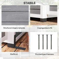 Outsunny Casetta da Giardino in Legno con Ripiani Regolabili, Due Porte con Blocco e Finestre, Grigio(m-7)