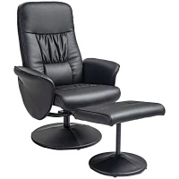 HOMCOM Conjunto de 2 piezas Sillón con Reposapiés Sillón relaxcon Reposapiés ajustable en altura respaldo inclinable Negro(m-6)