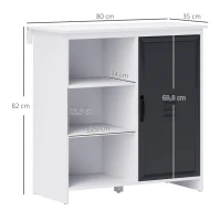 HOMCOM Mueble de Almacenamiento Buffet sobre pie 3 nichos Armario - en Madera y Puerta de Metal Gris(m-3)