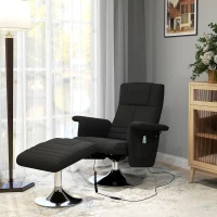 HOMCOM Sillón de Masaje con Reposapiés Respaldo Reclinable 78x95x88 cm Negro(m-2)