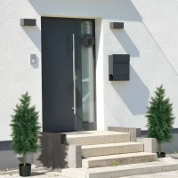 HOMCOM Conjunto de 2 plantas artificiales Cèdre con maceta altura 90 cm Conífera 38x12,5x90 cm(m-2)