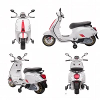 AIYAPLAY Moto Eléctrica para Niños con Licencia Vespa, Ruedas y Luz Delantera, en PP y Metal, 107x47x73 cm, Blanco(m-3)