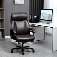 Vinsetto kantoorstoel directiestoel gamestoel draaistoel kantelfunctie dikke bekleding ergonomisch design in hoogte verstelbaar PU leer bruin 72x83x114-122 cm(m-9)