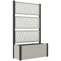 Outsunny Garden Planter Box with Trellis, Liner for Climbing Plants, Vegetables, Flowers, Mixed-grey