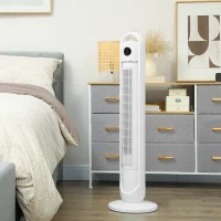 HOMCOM Ventilatore a Colonna 55W con 3 Velocità, Telecomando, Timer 24h, Oscillante, Modalità Sonno, Bianco(m-4)