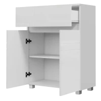 kleankin Mueble de Almacenamiento para baño con patas armario 2 puertas 1 cajón estante ajustable Blanco lacado(m-7)