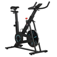 HOMCOM Bicicleta Estática com Volante de Inércia de 6,5kg Bicicleta Fitness com Assento e Guiador com Altura Ajustável Ecrã LCD e Rodas para Casa 110x52x105x120cm Preto(m-1)