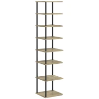 HOMCOM Zapatero Mueble para zapatos de 8 niveles Mueble de Almacenamiento con marco de metal - 28x26x125 cm(m-6)