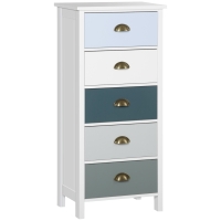 HOMCOM Chiffonnier cómoda Mueble de Almacenamiento 5 cajones multicolores con asas forma de concha de metal MDF - 45x30x95,4 cm
