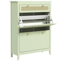 HOMCOM Zapatero para 12 Pares de Zapatos con 1 cajón extraíble 2 cajones abatibles Cómoda de Zapatos 88x30x120 cm Verde(m-1)