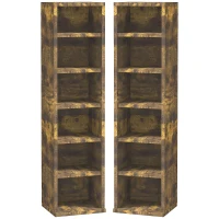 HOMCOM Conjunto de 2 estantes verticales armario de almacenamiento CD 12 compartimentos 21x22,5x88,5 cm capacidad 204 CD Marrón rústico(m-7)