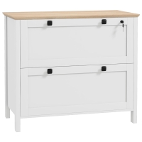 HOMCOM Móvel Arquivador com 2 Gavetas 2 Barras Suspensas para Tamanho A4 e 2 Chaves 79x40x72 cm Branco e Madeira