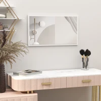 HOMCOM Espejo mural espejo rectangular 70x40 cm vidrio grueso 20 mm para salón dormitorio baño Blanco(m-2)