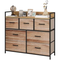 HOMCOM Cómoda 7 cajones Mueble de Almacenamiento cajón de tela plegable - estructura de acero Negro - 98x29x85 cm(m-7)