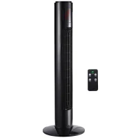 HOMCOM Ventilatore a colonna silenzioso 45 W con telecomando, display LCD e timer, 96 cm, Nero(m-1)