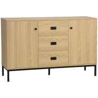 HOMCOM Mueble de almacenamiento buffet 2 armarios estante ajustable 3 cajones estilo contemporáneo - 120x39,5x77 cm(m-7)