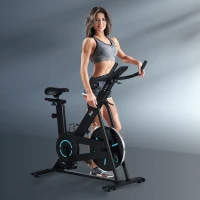 HOMCOM Bicicleta Estática com Volante de Inércia de 6,5kg Bicicleta Fitness com Assento e Guiador com Altura Ajustável Ecrã LCD e Rodas para Casa 110x52x105x120cm Preto(m-2)