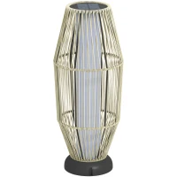 Outsunny Lampada Solare da Giardino con Illuminazione LED, in PE, Rattan e Acciaio, Ø26x72 cm, Grigio(m-10)
