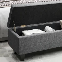 HOMCOM Banca de Almacenamiento Acolchada con Apariencia de Lino con Patas de Madera de Caucho para Sala de Estar Dormitorio(m-5)
