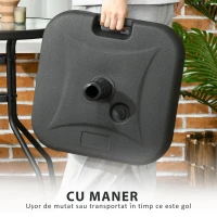 Outsunny Baza pentru Umbrela de Gradina de Umplut cu Apa si Nisip,HDPE, Negru, 46x45x26cm(m-6)