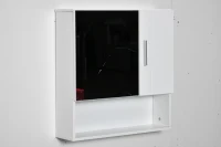 kleankin Armário Casa de Banho com Espelho Móvel Suspenso de Casa de Banho com 2 Portas e 2 Prateleiras Interiores Ajustáveis 54x15,2x55,3cm Natural(m-1)