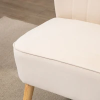 HOMCOM Sofá de Diseño Retro de 2 Plazas Patas de Madera 117x56,5x77 cm Blanco Crema(m-4)