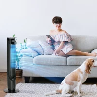 HOMCOM Ventilatore Colonnina Rinfrescante d'Aria 2 in 1,  4 Modalità, 3 Velocità, Telecomando, Timer, Oscillante, Nero(m-2)