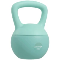 SPORTNOW Kettlebell de 6 kg Pesa Russa Preenchida de Areia Metálica e Alça Antiderrapante para Treino em Casa Ginásio 19x19x28 cm Verde(m-1)