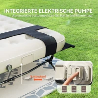 Outsunny Feldbett Campingbett mit Luftmatratze Pumpe 200 x 153 cm belastbar bis 200 kg Schwarz+Khaki(m-5)